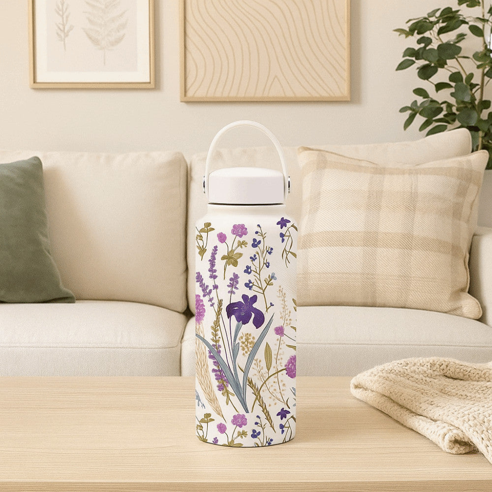 Lila Stainless Steel Bottle with Thermos Lid (1000ml)