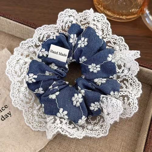 Lacy Denim Scrunchie