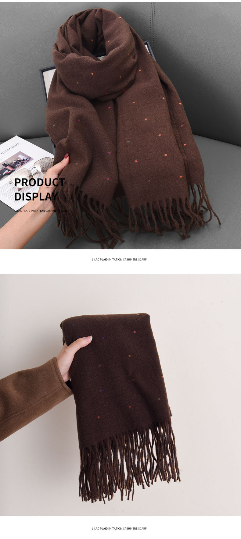 Stardot Winter Shawl (Cocoa)