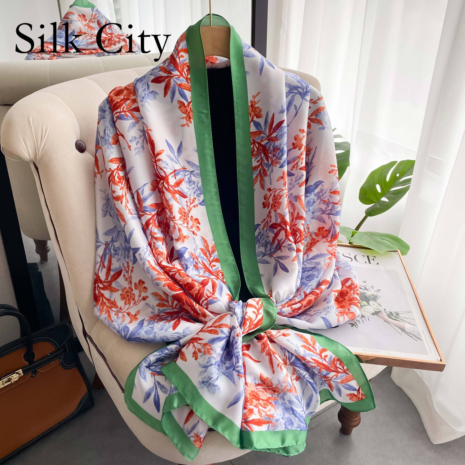 Amber Iris Silk Scarf