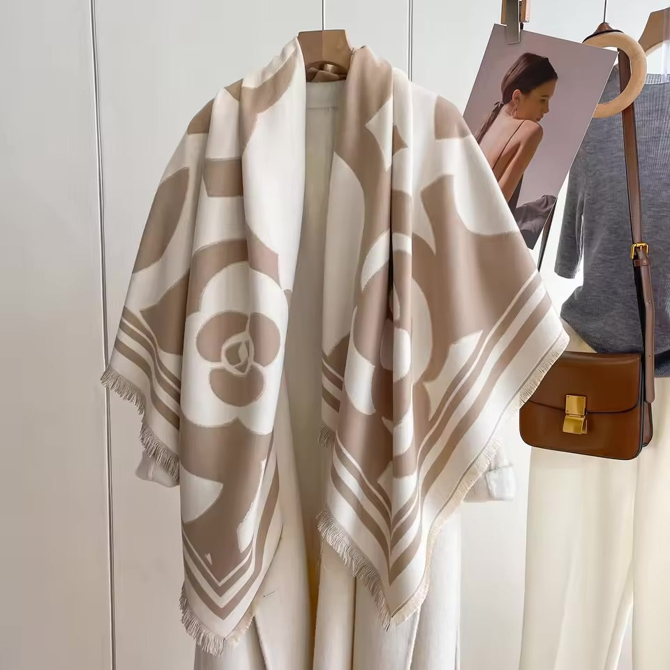Neutral Scroll Shawl
