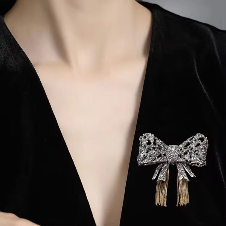 Crystal Bow Brooch