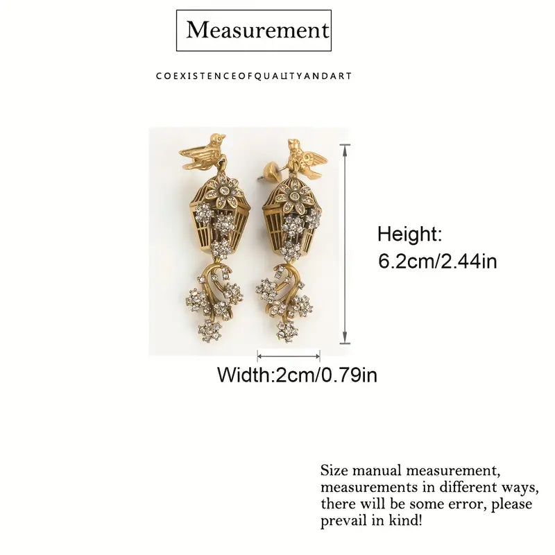 Bird Cage Zirconia Antique Earrings
