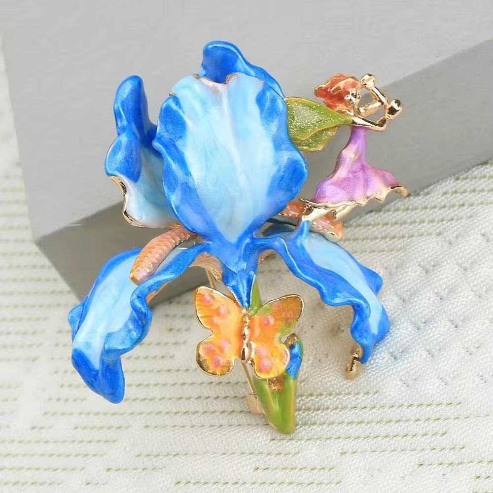 Orchavine Blue Enamel Brooch