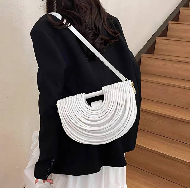 Sculpt Loop Vegan Leather Handbag (White)