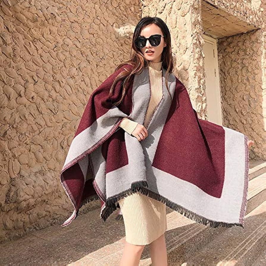 Burgundy Frame Poncho