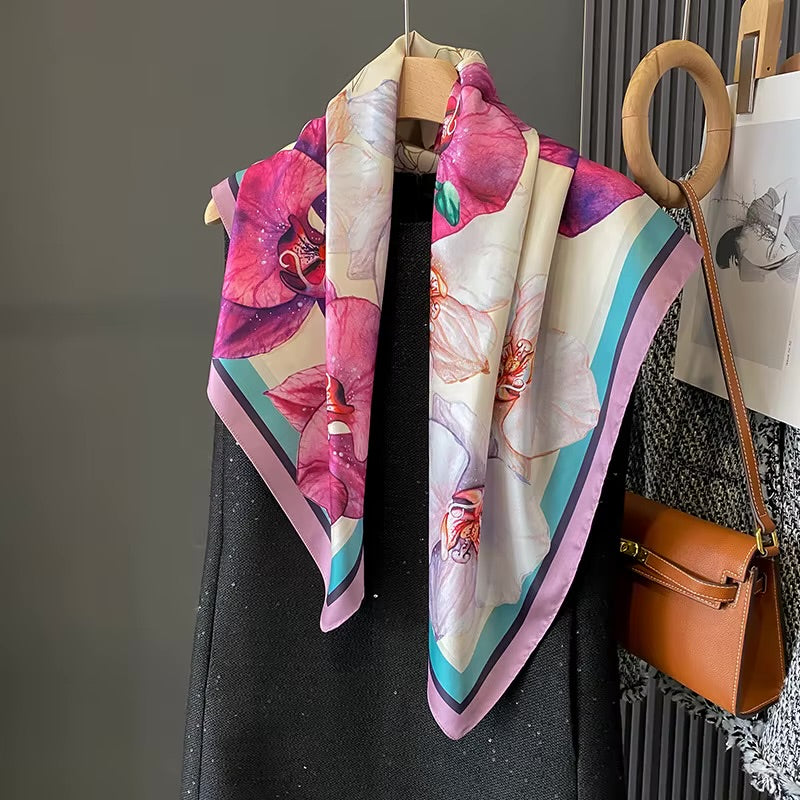 Vian Double Sided Silk Scarf (90x90)