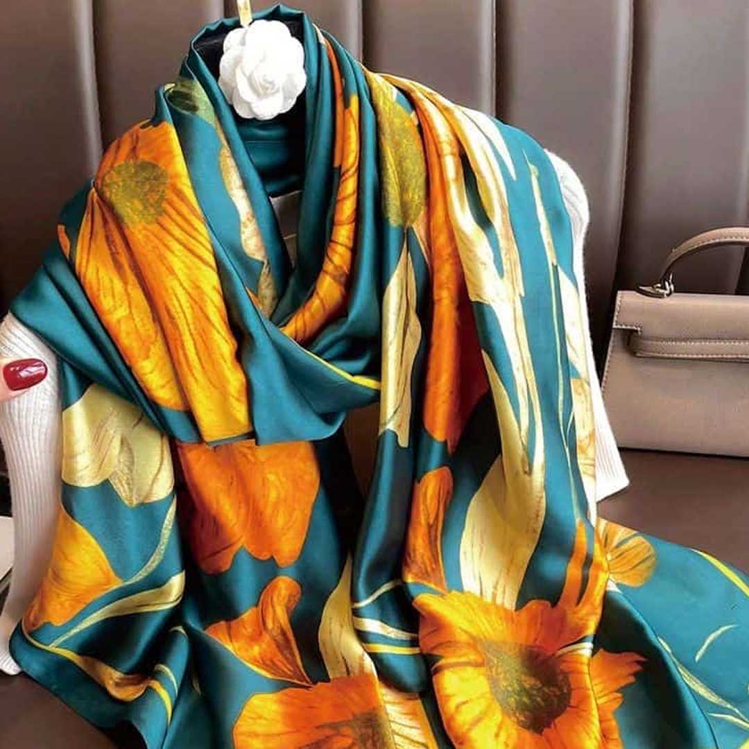 Autumn Azure Silk Stole
