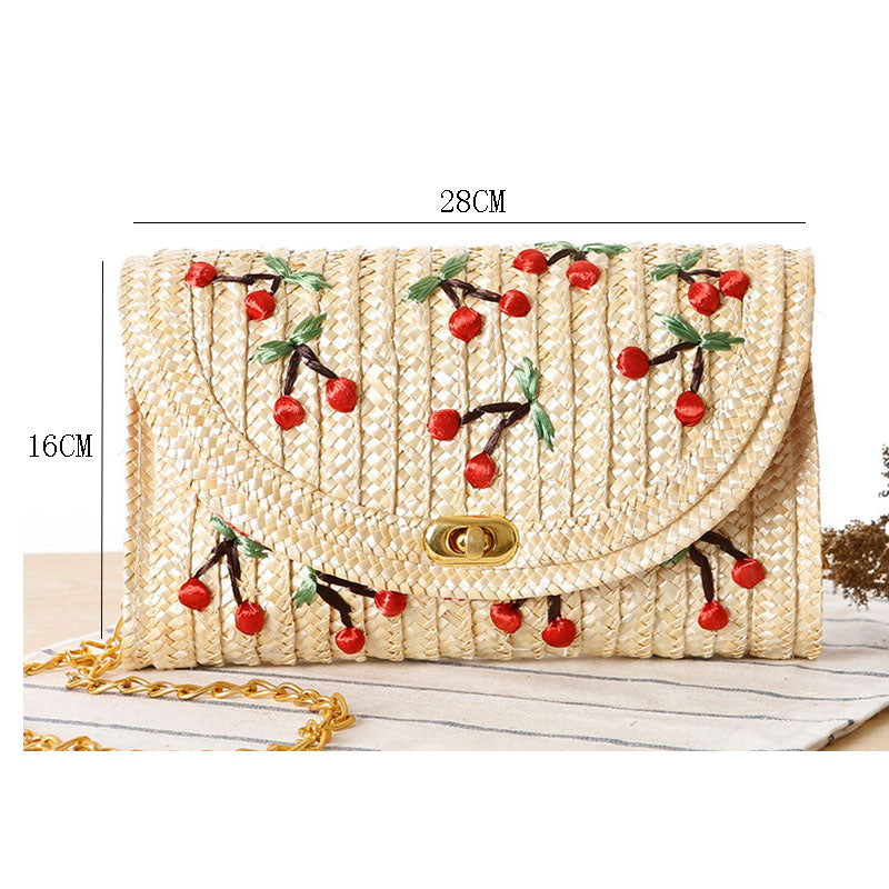 Cherry Straw Handbag