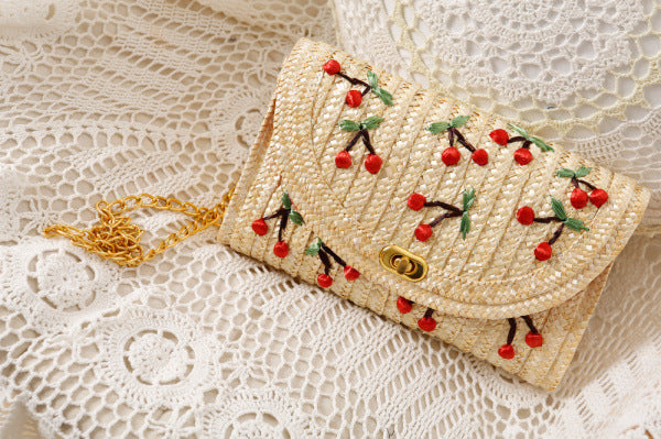 Cherry Straw Handbag