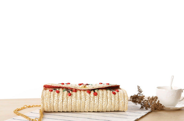 Cherry Straw Handbag