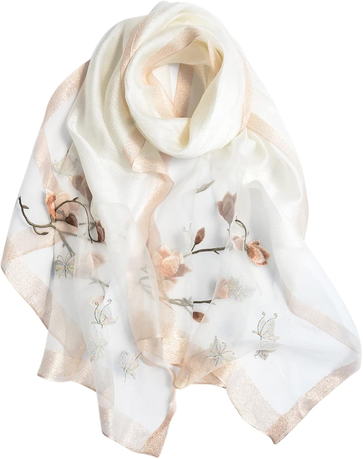 Esteem Snow Embroidered Silk Stole