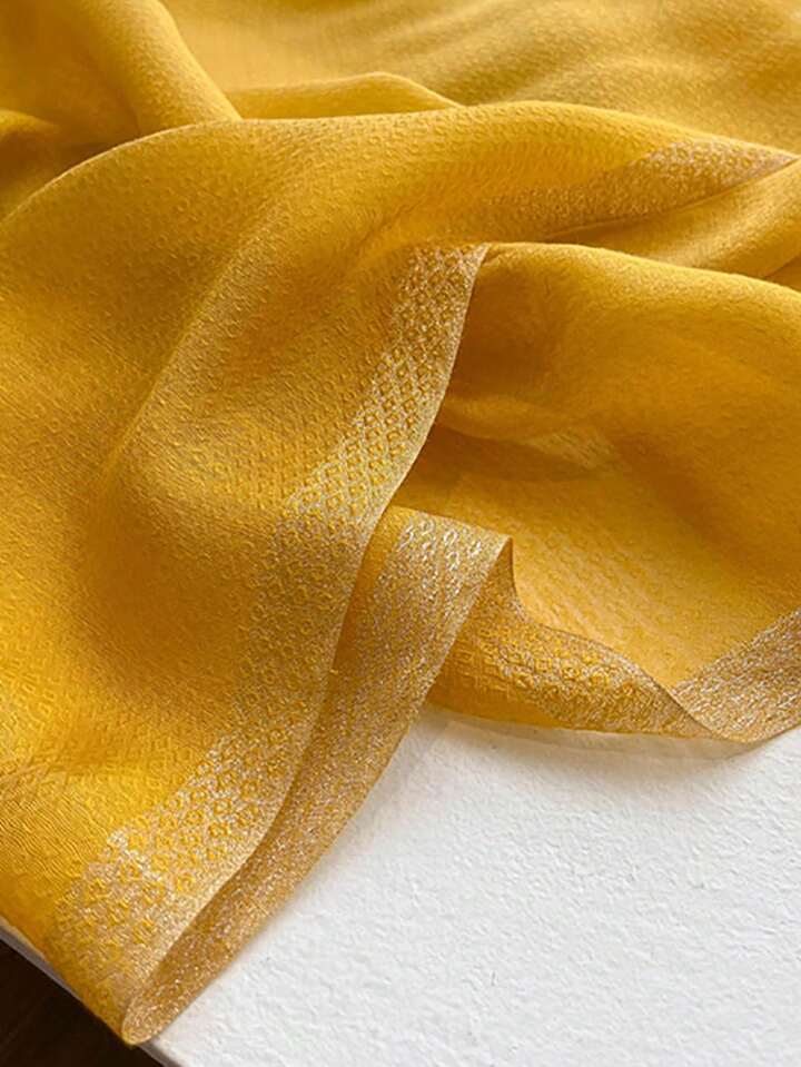 Esteem Mustard Embroidered Silk Stole
