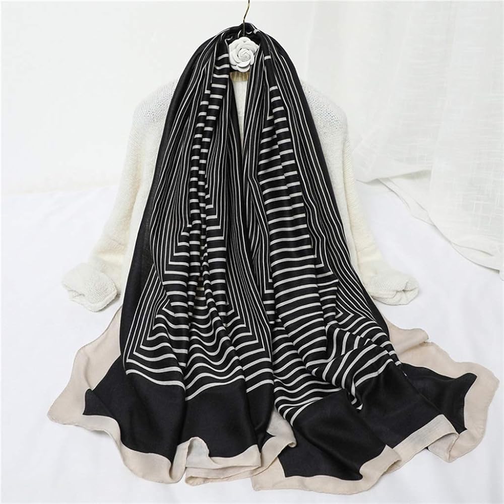 Black stripes Cotton Scarf