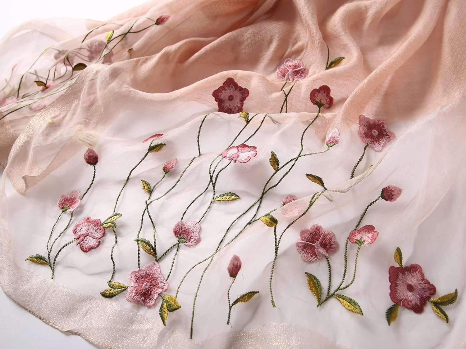 Noble Blush Embroidered Silk Stole