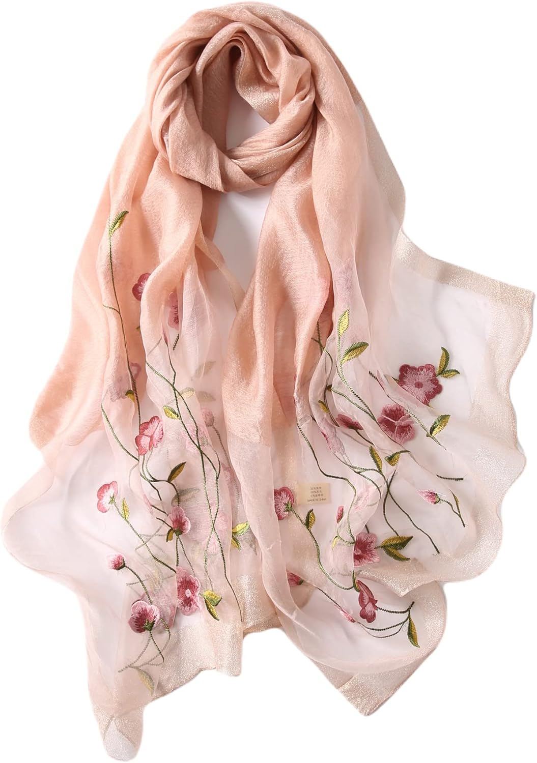 Noble Blush Embroidered Silk Stole