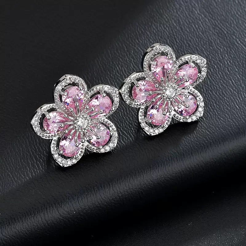 Roselia Crystal Flower Stud Earrings