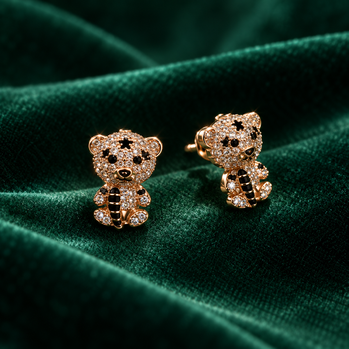 Teddora Crystal Teddy Bear Stud Earrings