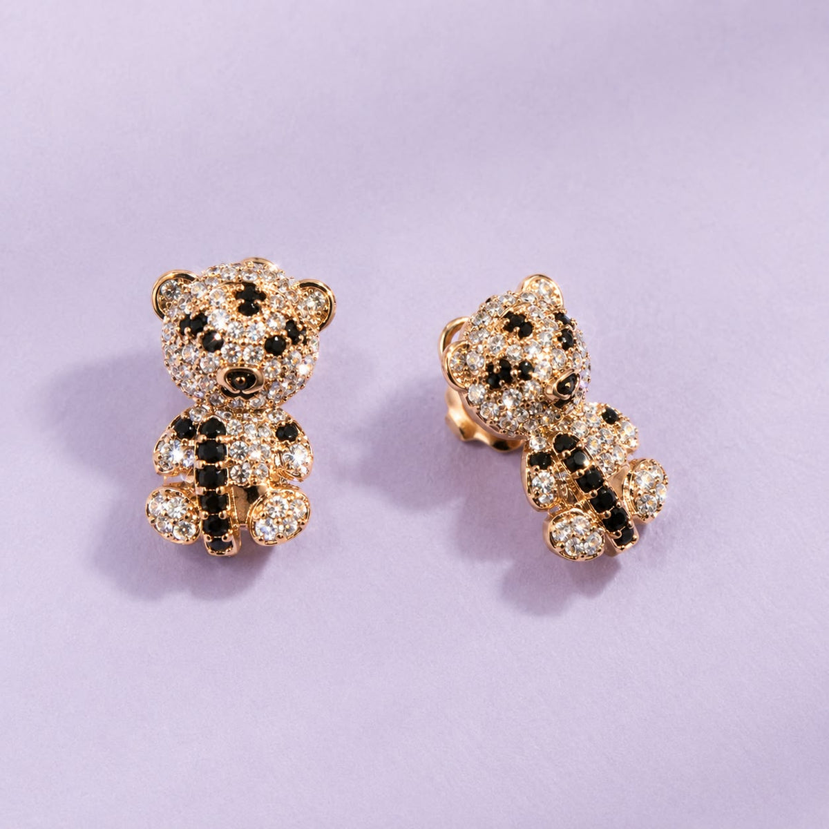 Teddora Crystal Teddy Bear Stud Earrings