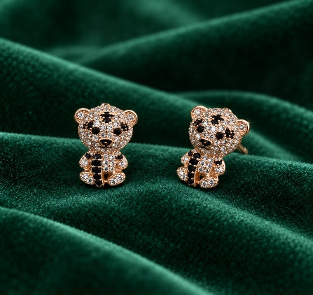 Teddora Crystal Teddy Bear Stud Earrings