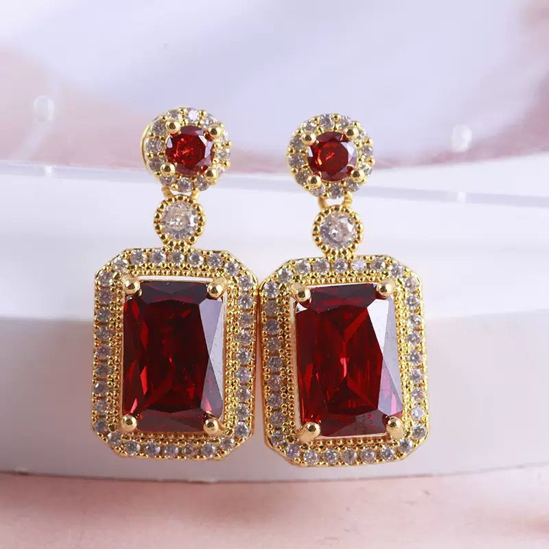 Ravella Rectangle Halo Drop Earrings