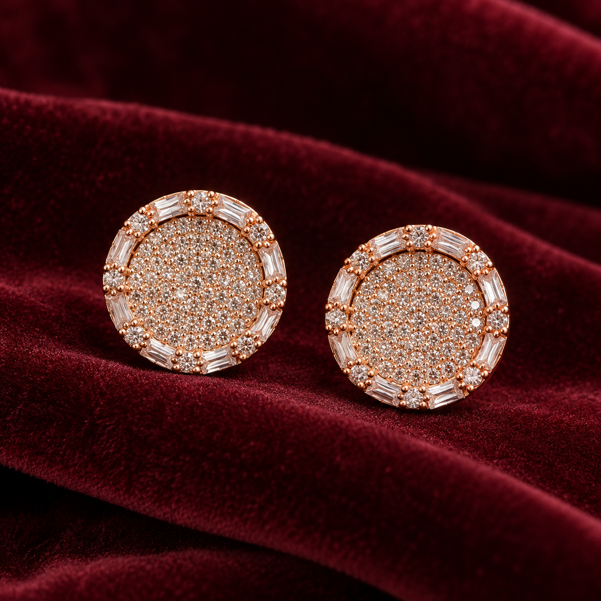 Solaira Round Halo Stud Earrings