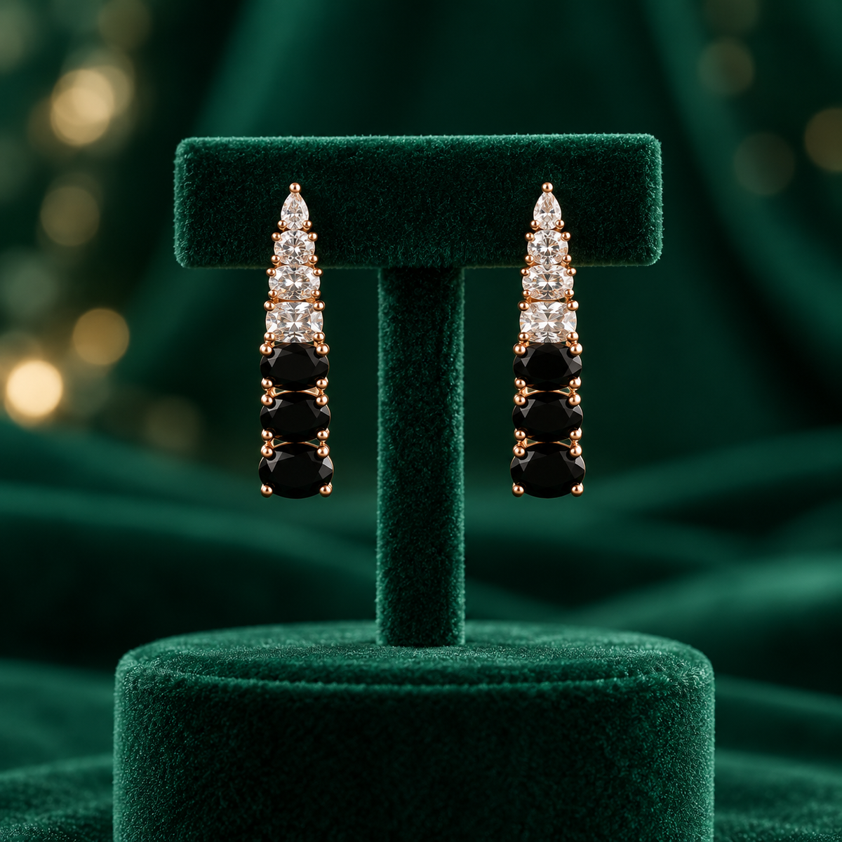 Noctelle Graduated Stone Earrings