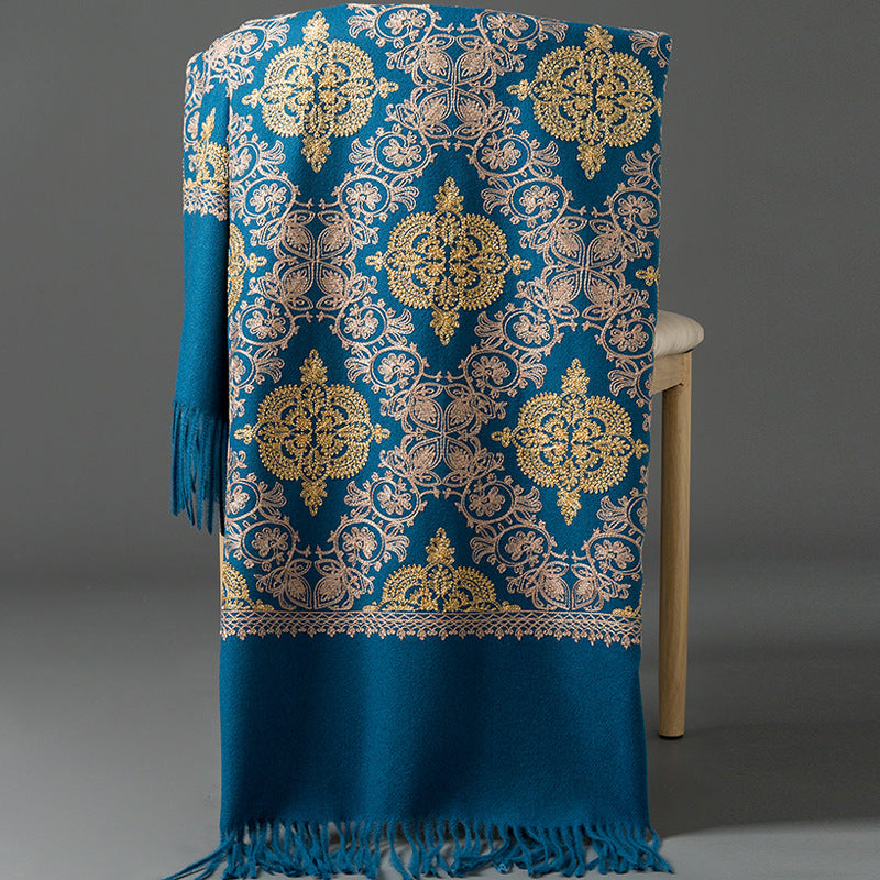 Majestine Peacock Rich Pashmina Shawl