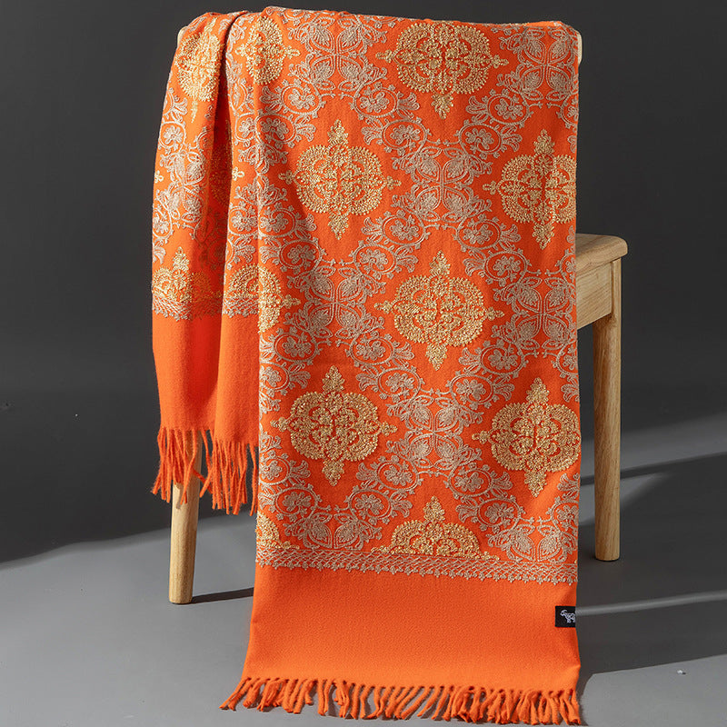 Majestine Amber Rich Pashmina Shawl