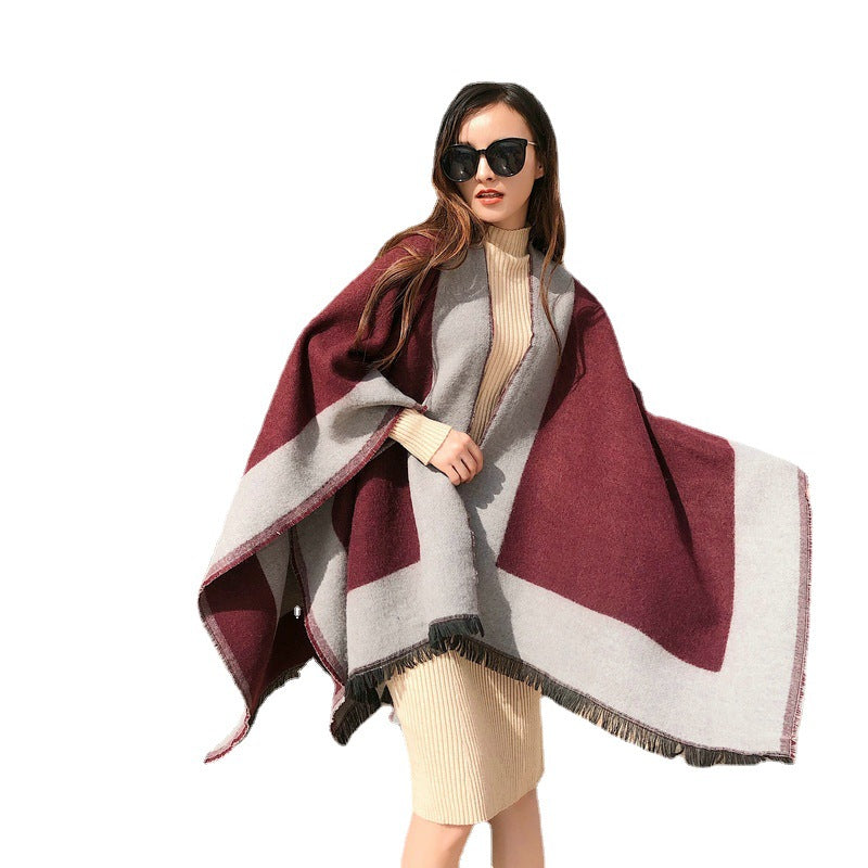 Burgundy Frame Poncho