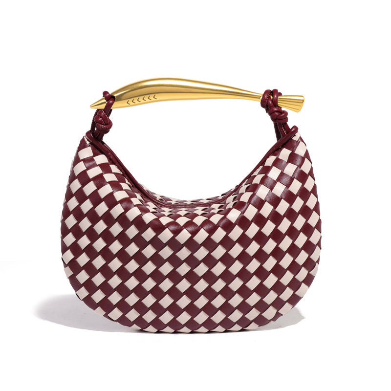 Arlette Vegan Leather Bag (Maroon Check)