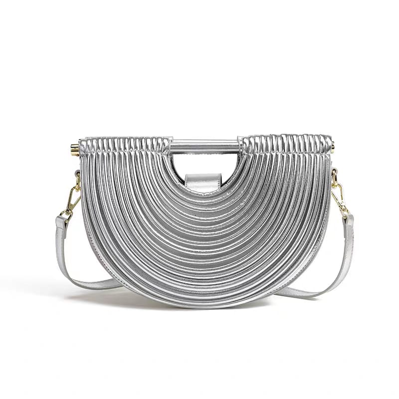 Sculpt Loop Vegan Leather Handbag (Silver)