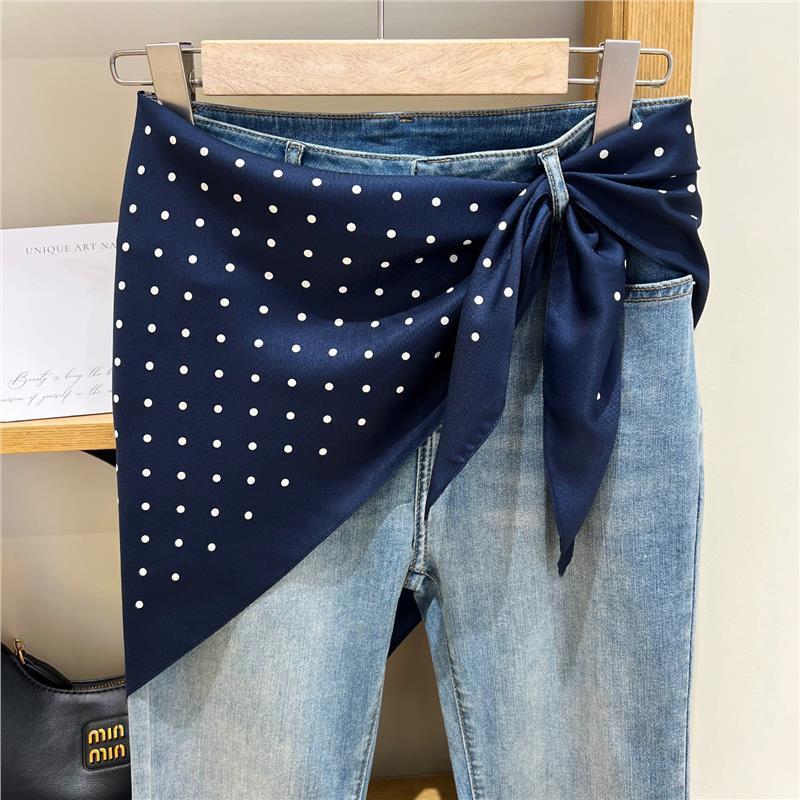 Blue Polka Triangle/Waist Scarf