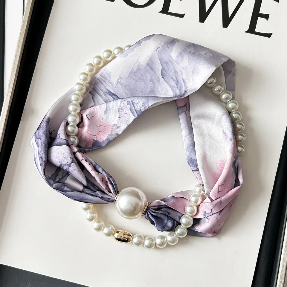 Gleam Magnetic Buckle Scarf with Pearl