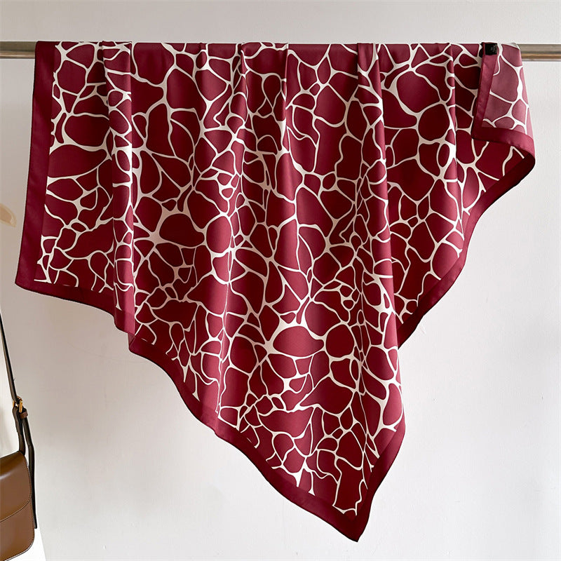 Red Doodle Silk Scarf (90x90cms)