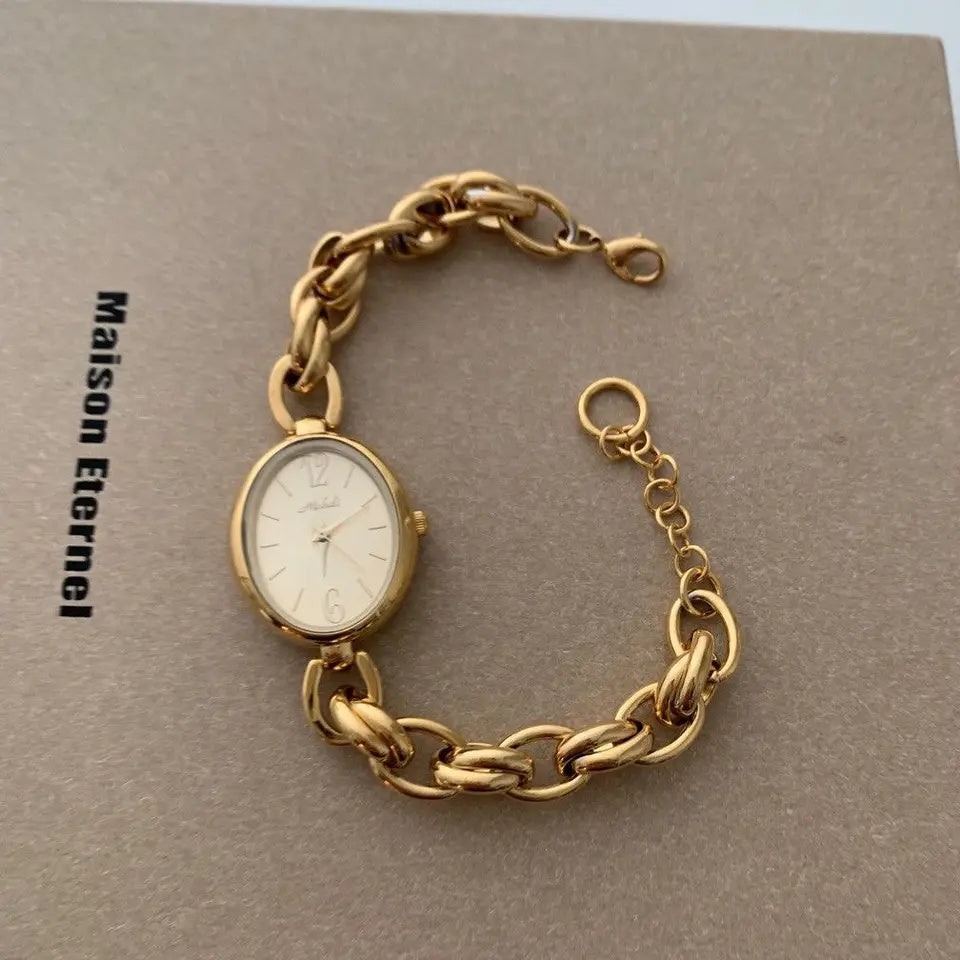 Link Ladies Wrist Watch (Golden)