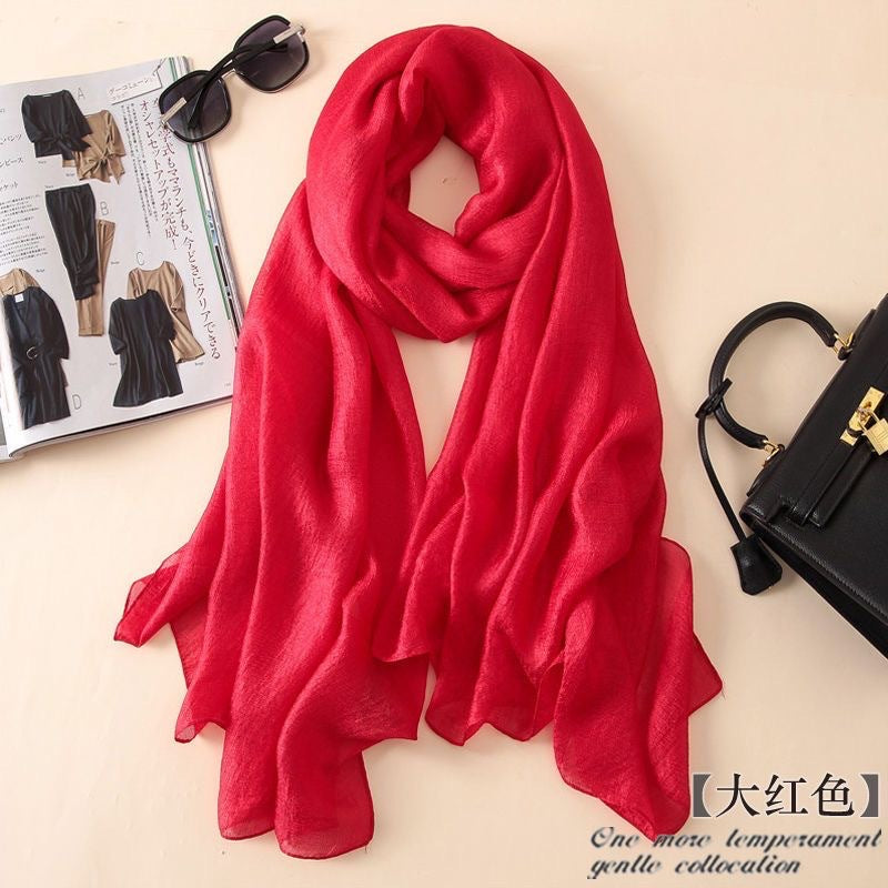 Scarlet Red Silk linen Stole