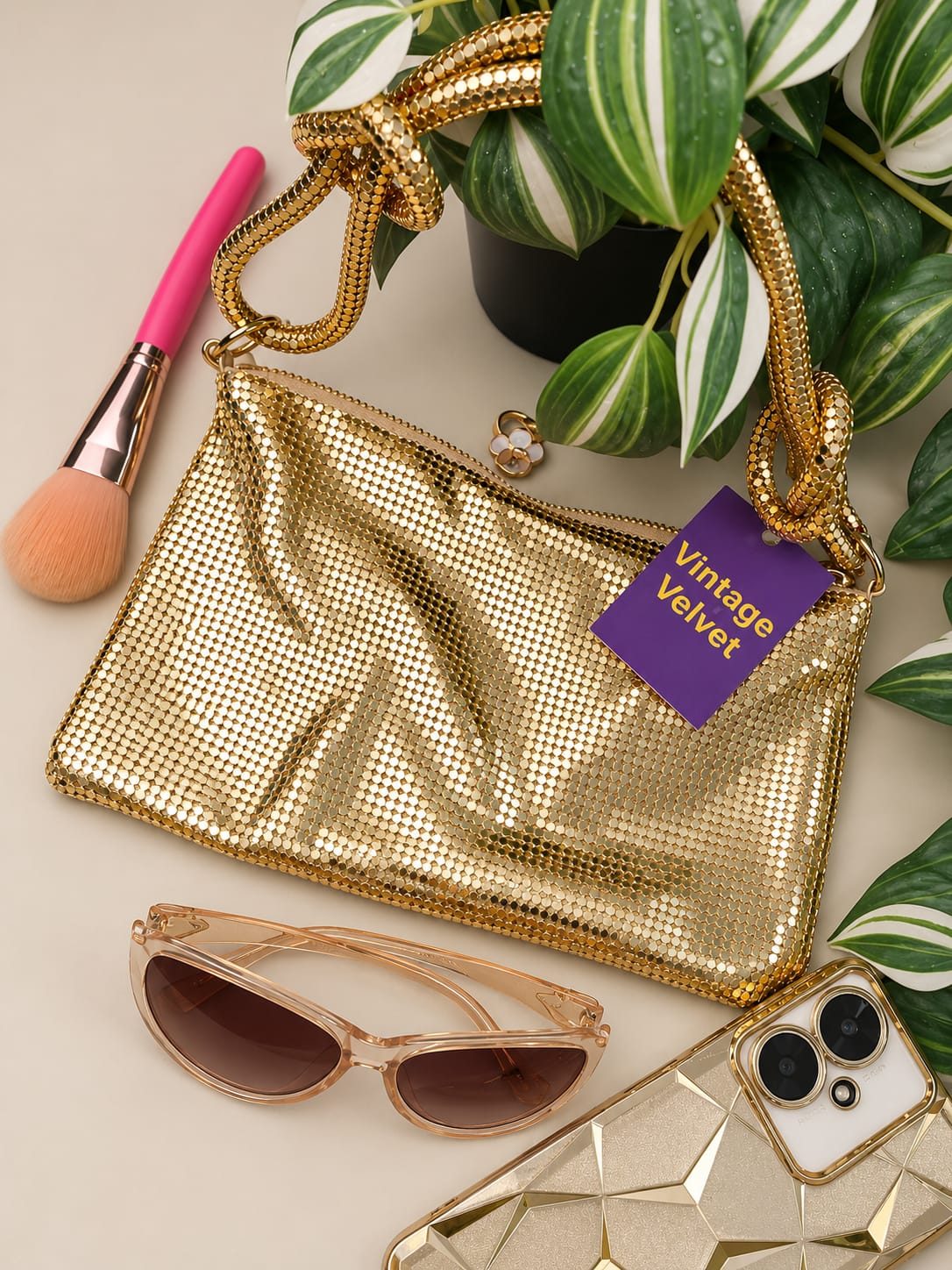 Lucia Metallic Handbag (Gold)