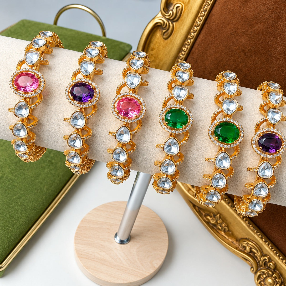 Zariya Moissanite Uncut Polki Indian Bracelet