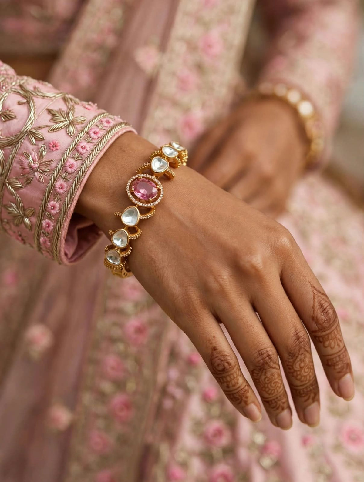 Zariya Moissanite Uncut Polki Indian Bracelet