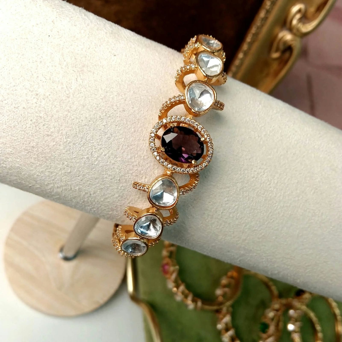 Zariya Moissanite Uncut Polki Indian Bracelet