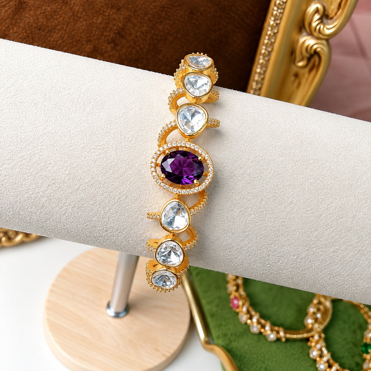 Zariya Moissanite Uncut Polki Indian Bracelet