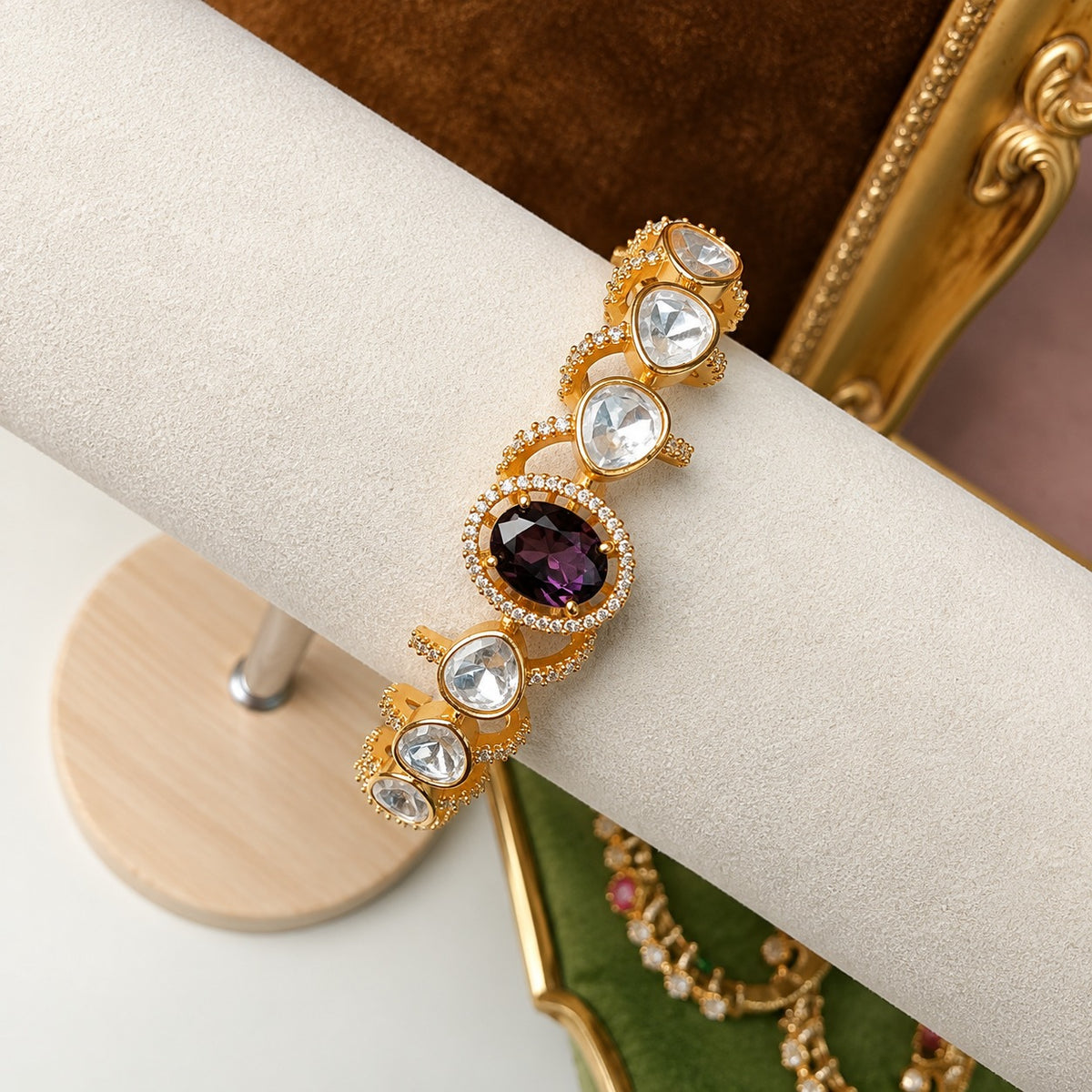 Zariya Moissanite Uncut Polki Indian Bracelet