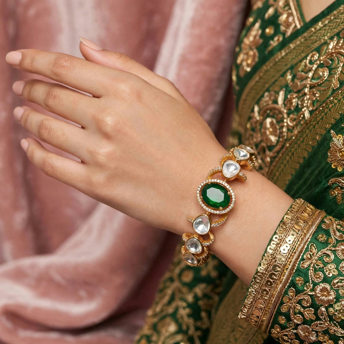 Zariya Moissanite Uncut Polki Indian Bracelet
