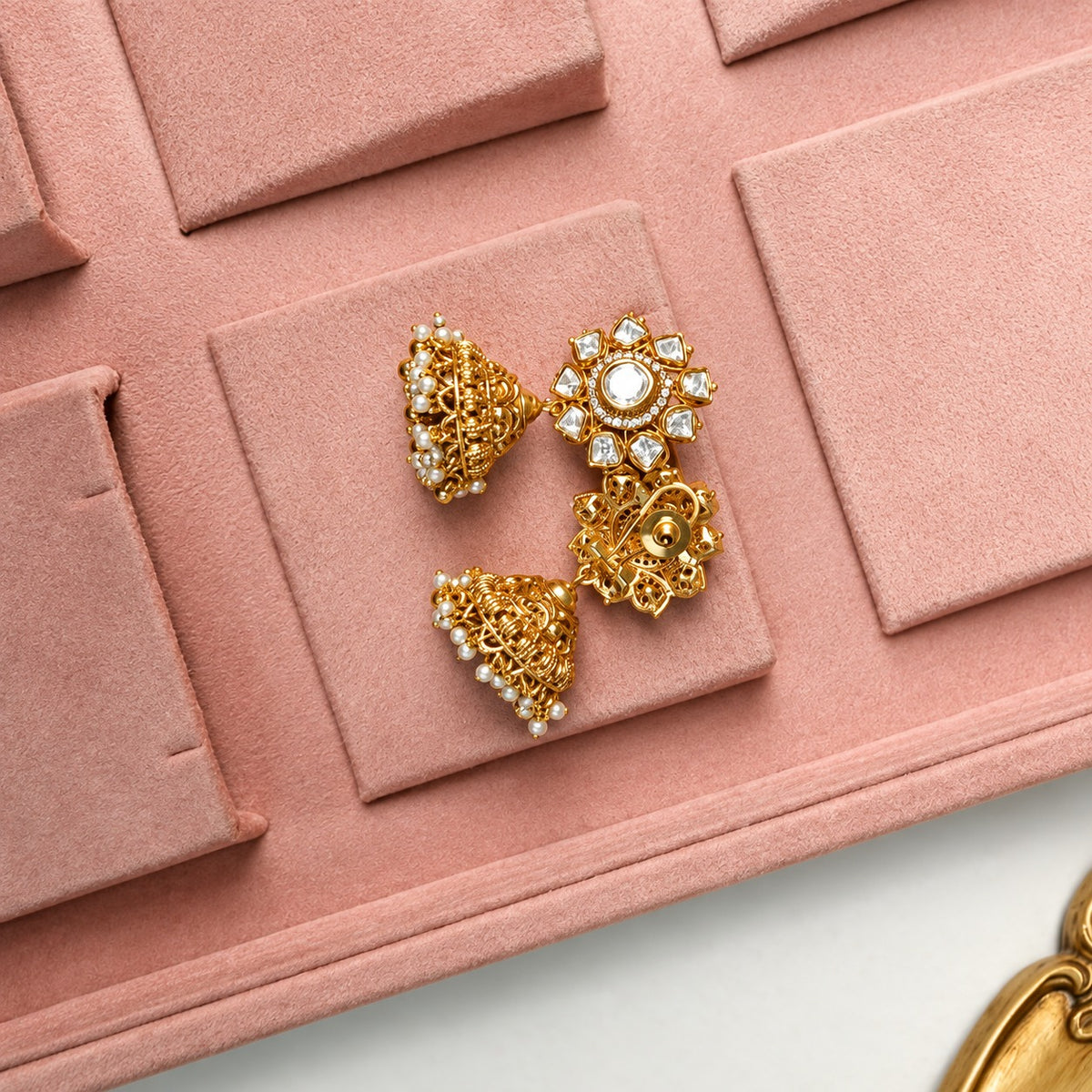 Kanika Moissanite Polki Indian Jhumka Earrings
