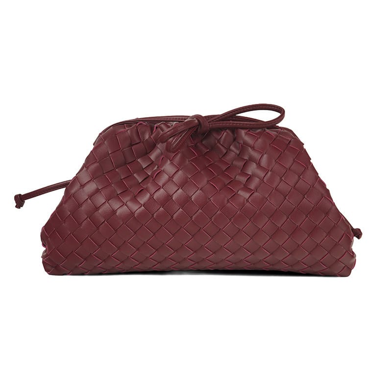 Virelle Woven Vegan Leather Cloud Bag (Wine)