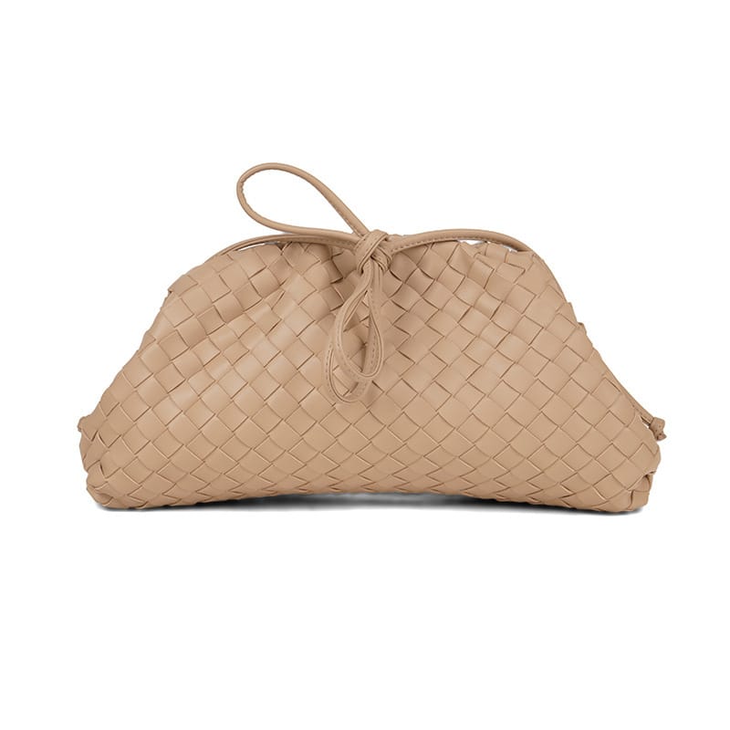 Virelle Woven Vegan Leather Cloud Bag (Apricot)