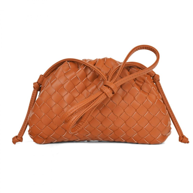 Elara Woven Vegan Leather Cloud Bag (Terracotta)