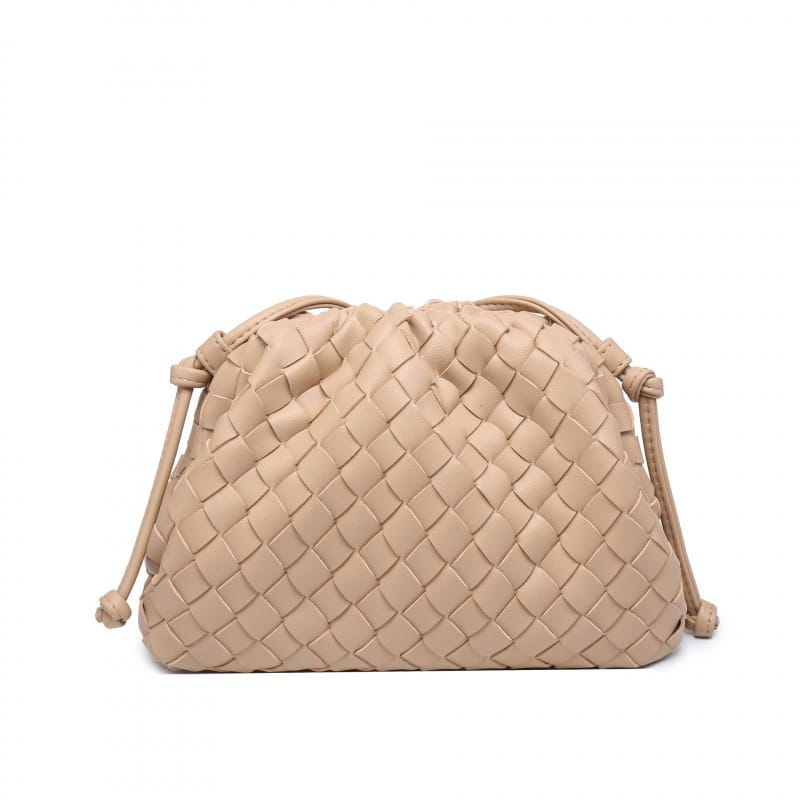 Elara Woven Vegan Leather Cloud Bag (Apricot)