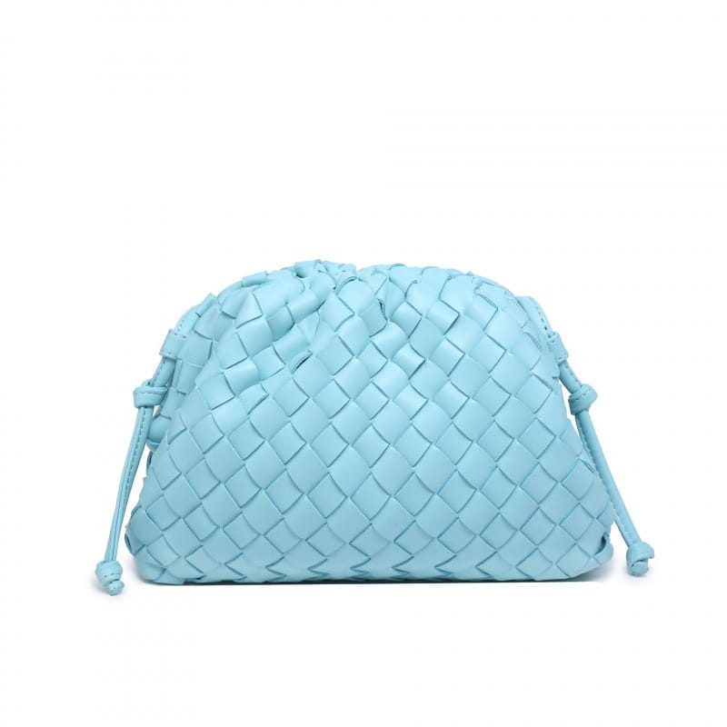 Elara Woven Vegan Leather Cloud Bag (Aqua Blue)